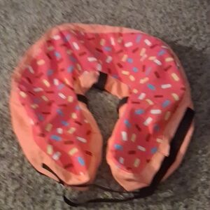 Pink Sprinkle Travel Neck Pillow with Adjustable Strap - Unbranded